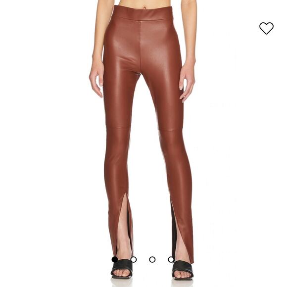 Alix Nyc Leather Split Hem Carlisle Pants Cinnamon L - Picture 1 of 12